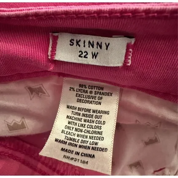 Crown & Ivy Hot Pink Skinny Pants Sz 22 - Picture 4 of 4